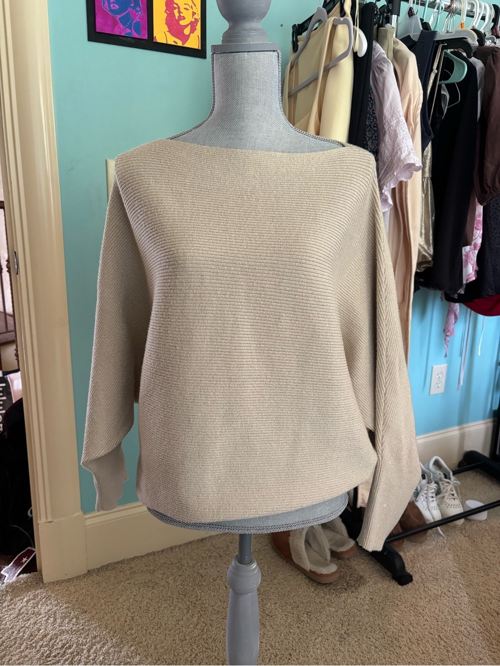 Women’s gold Boatneck Knit Sweater
